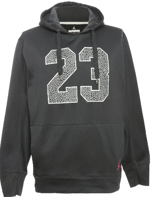 Black Air Jordan Printed Hoodie - XL Hoodie with Camouflage Military Edgy