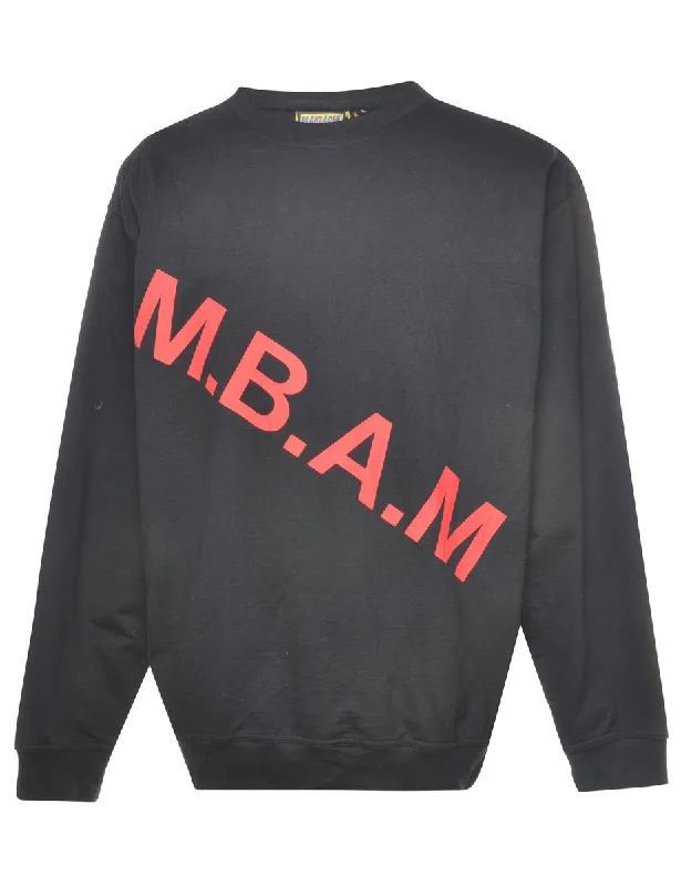 Black M.B.A.M Printed Sweatshirt - M Hoodie with Lace Feminine Delicate