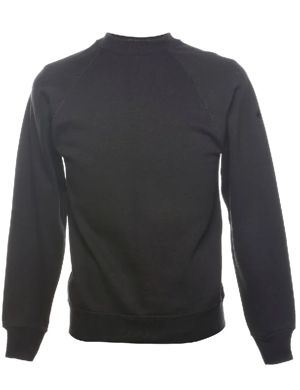 Black Plain Sweatshirt - S Hoodie with Velcro Closure Adjustable Secure