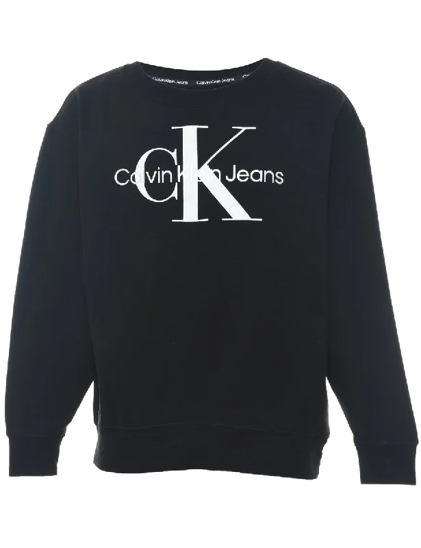 Calvin Klein Printed Sweatshirt - S Hoodie with Emblem Brand Identity