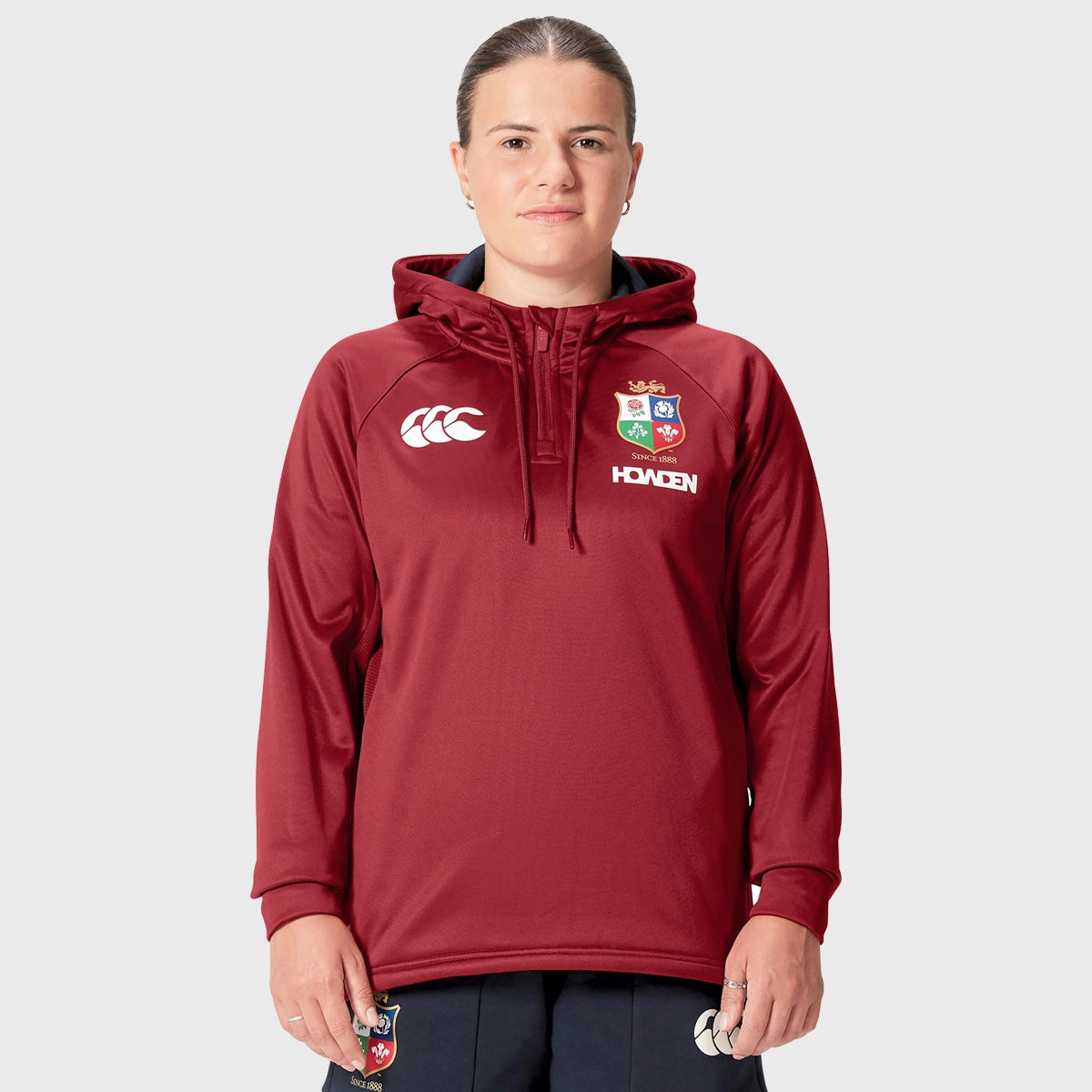 Canterbury British & Irish Lions Women's 1/4 Zip Hoody Red Hoodie with Hem Detail Decorative Unique