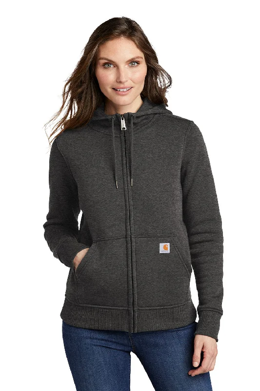 Carhartt Womens Clarksburg Full Zip Hooded Sweatshirt Hoodie - Heather Carbon Grey Hoodie with Zipper Versatile Modern