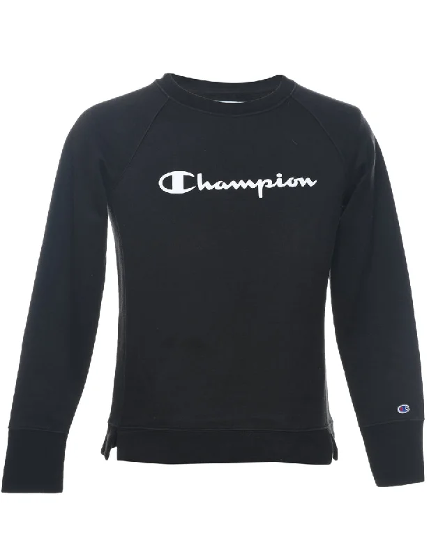 Champion Black Embroidered Sweatshirt - S Hoodie with Rhinestones Sparkly Elegant