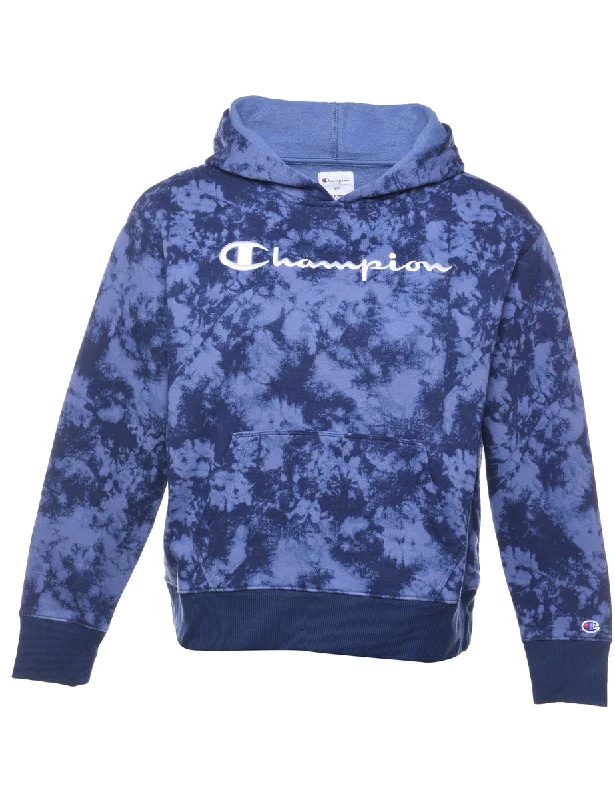 Champion Embroidered Tie-Dye Sweatshirt - S Hoodie with Zipper Versatile Modern