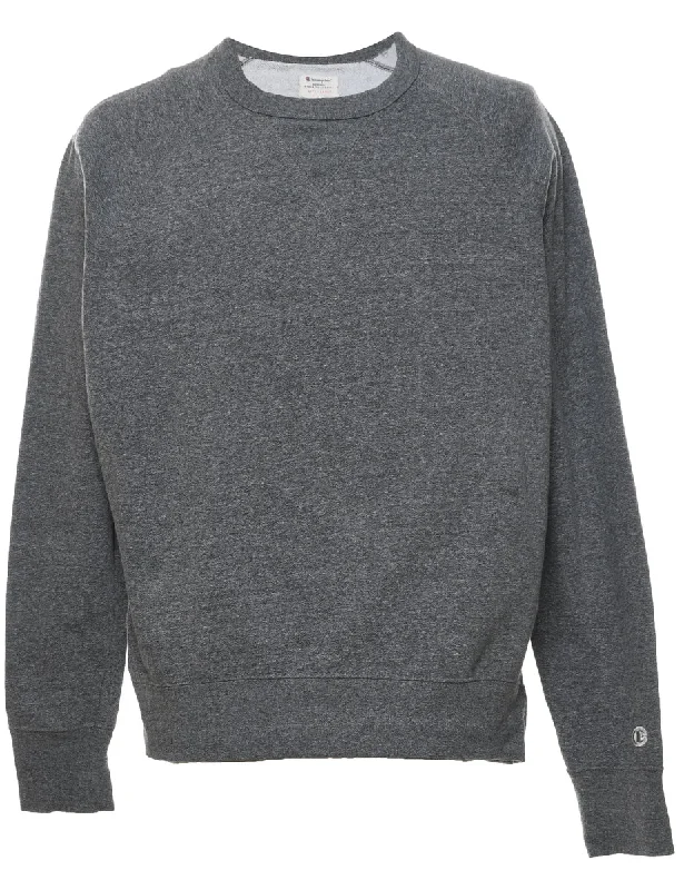 Champion Plain Sweatshirt - L Hoodie with High-Low Hem Asymmetrical Trendy