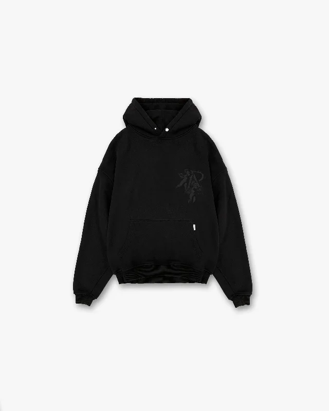 Cherub Initial Hoodie - Black Hoodie with Fur Luxurious Winter