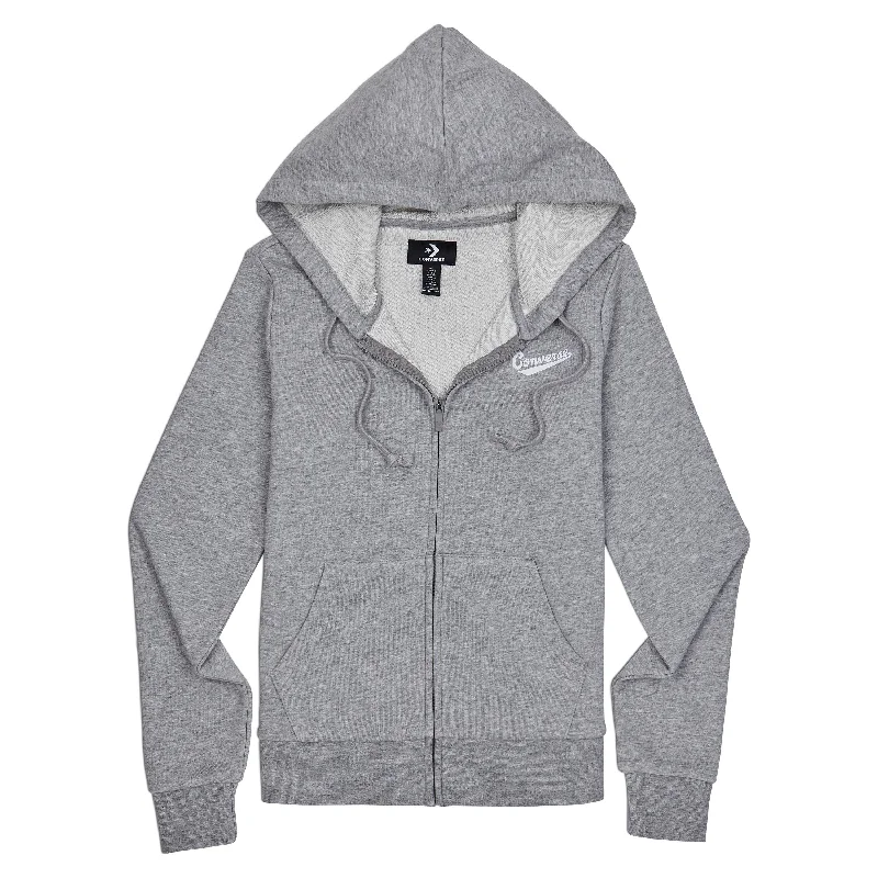 Converse Women's Star Chevron Nova Full Zipped Hoody Grey Hoodie with Zipper Placket Modern Functional