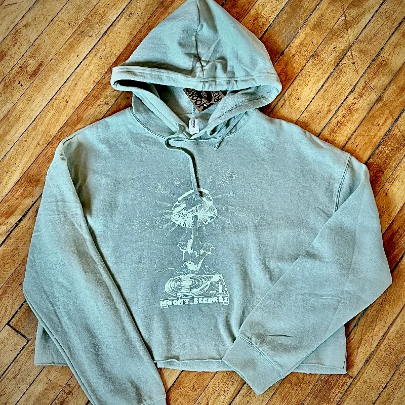 Crop Hoody Mushroom Hoodie with Hem Raw Edge Edgy Unfinished