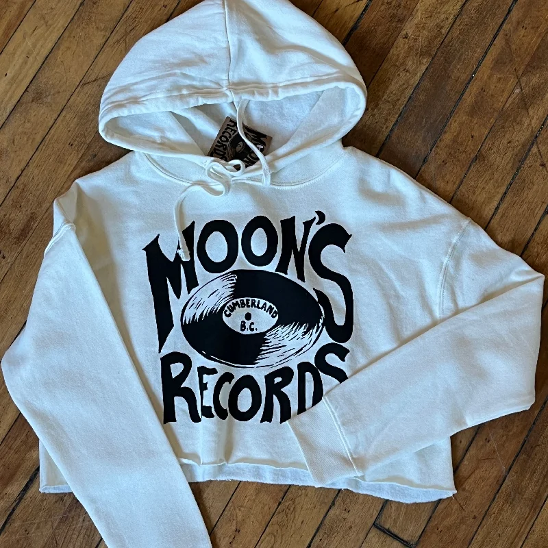 Crop Hoody Moon's Hoodie with Hem Applique Textured Unique