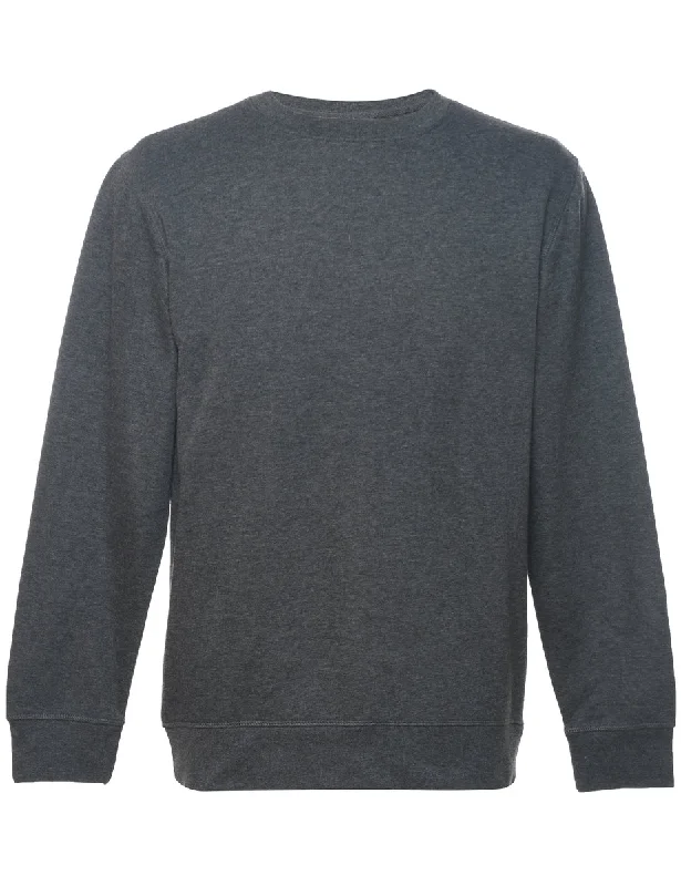 Dark Grey Plain Classic Sweatshirt - S Hoodie with Turtle Neck Cozy Winter