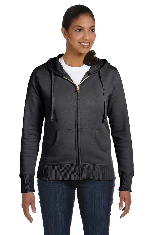 Econscious Womens Full Zip Hooded Sweatshirt Hoodie - Charcoal Grey Hoodie with Strings Custom Fit Adjustable