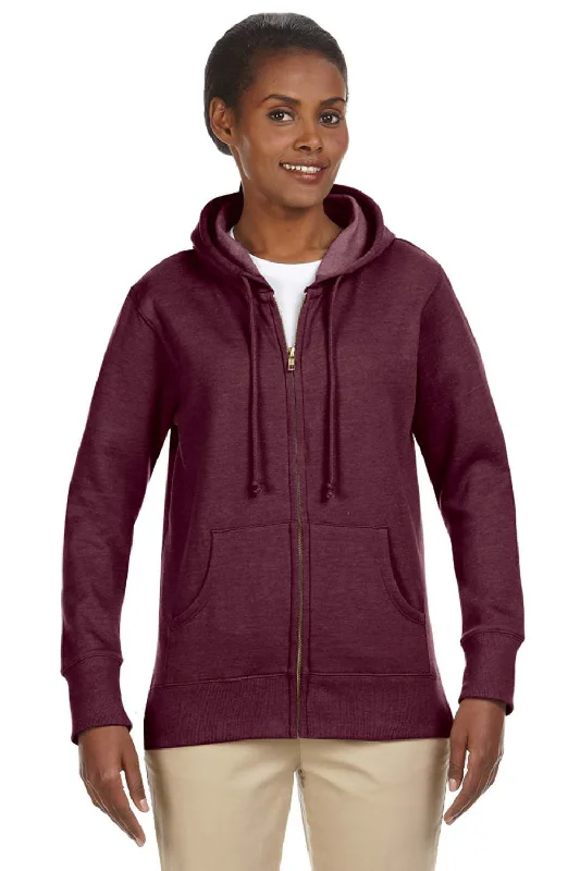 Econscious Womens Heathered Fleece Full Zip Hooded Sweatshirt Hoodie - Berry Hoodie with Lining Warm Insulated