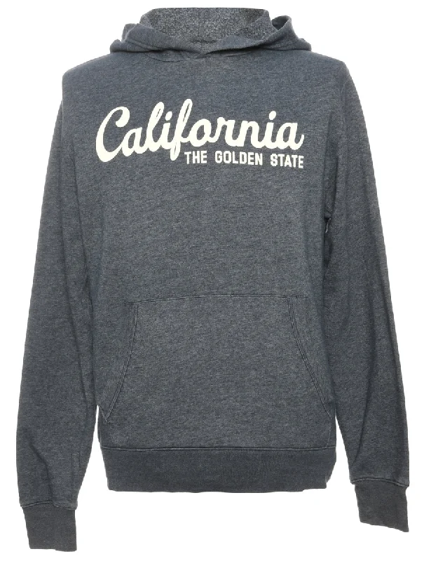 Grey California Hoodie - M Hoodie with Mock Neck Collared Structured