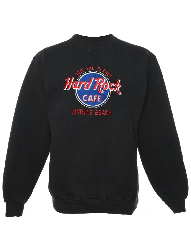 Hard Rock Cafe Embroidered Sweatshirt - S Hoodie with Sequins Glamorous Eye-catching