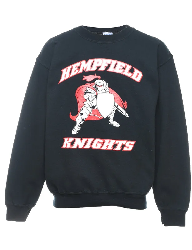 Hempfield Knights Printed Sweatshirt - S Hoodie with Batwing Sleeves Loose Dramatic