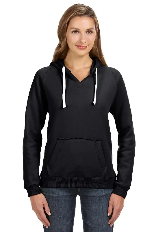 J America Womens Sydney Sueded Fleece Hooded Sweatshirt Hoodie - Black Hoodie with Set-In Sleeves Structured Classic