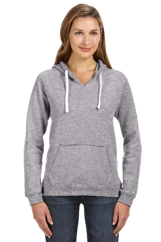 J America Womens Sydney Sueded Fleece Hooded Sweatshirt Hoodie - Oxford Grey Hoodie with Bell Sleeves Flared Feminine