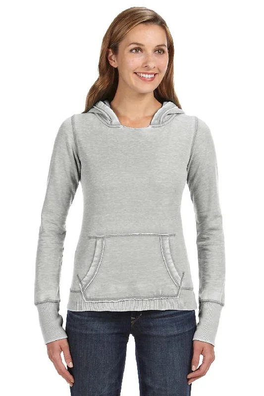 J America Womens Zen Burnout Fleece Hooded Sweatshirt Hoodie - Cement Grey Hoodie with Monochrome Minimalist Simple