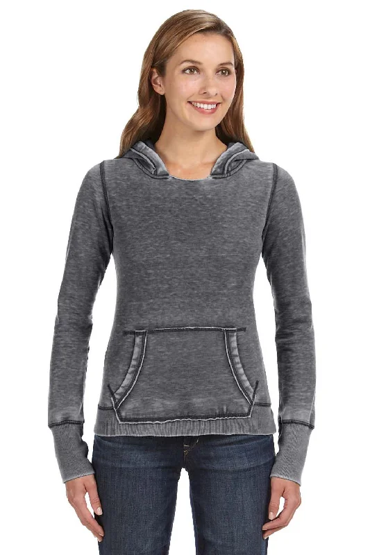 J America Womens Zen Burnout Fleece Hooded Sweatshirt Hoodie - Dark Smoke Grey Hoodie with Oversized Fit Loose Comfortable