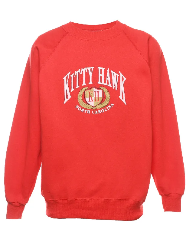 Kitty Hawk Printed Sweatshirt - M Hoodie with Rolled Sleeves Casual Relaxed