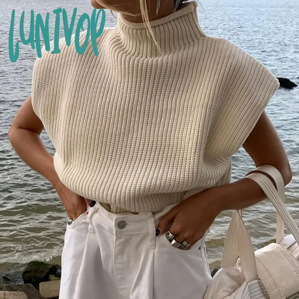 Lunivop Pullover Sweater Women Female Knitting Overszie Sleeveless Loose Knitted Outerwear Womens Winter Sweaters Thick Layered Jacket