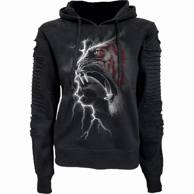 MARK OF THE TIGER - Premium Biker Fashion Ladies Hoody Hoodie Crop Top Short Trendy