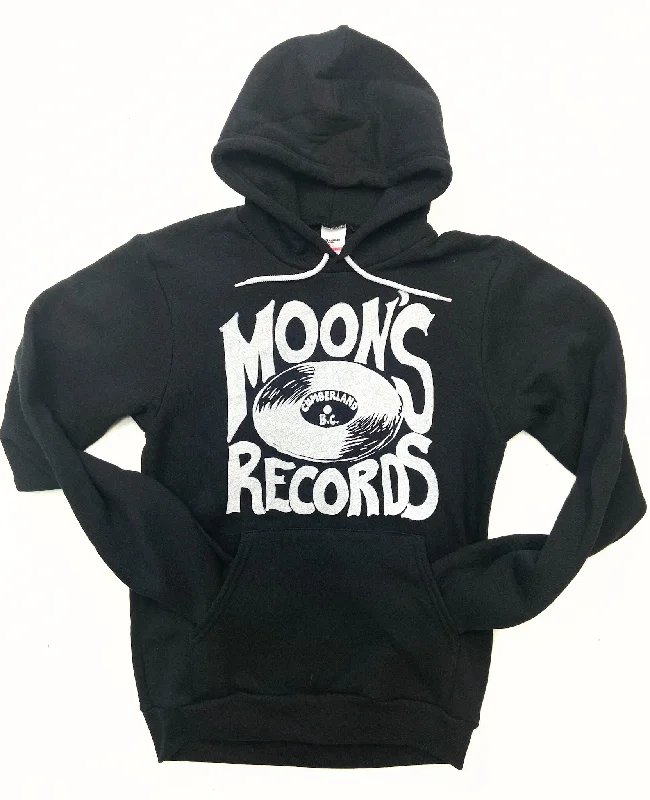 Moon's Records Hoody Pull Over Hoodie with Hem Fringe Bohemian Relaxed