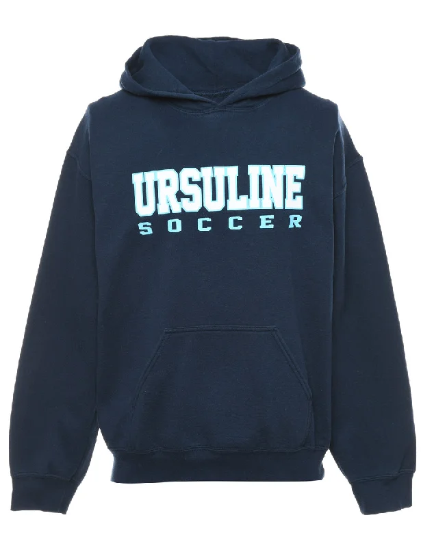 Navy Ursuline Soccer Hoodie - M Hoodie with Strings Custom Fit Adjustable