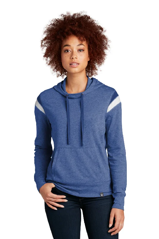 New Era Womens Heritage Varsity Hooded Sweatshirt Hoodie - Heather Royal Blue/Royal Blue/White Hoodie with Hem Contrast Bold Stylish