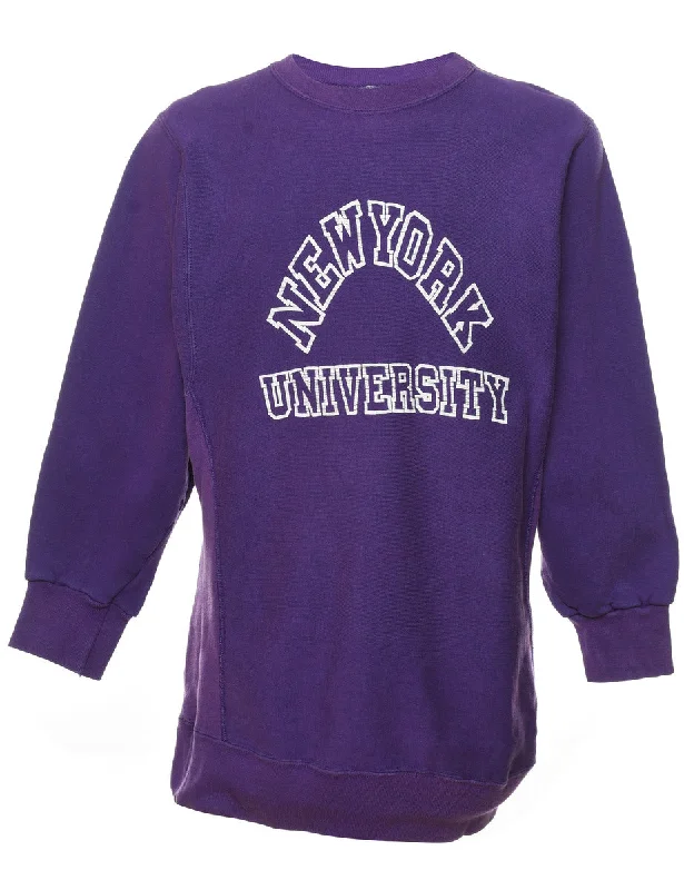 New York University Printed Sweatshirt - L Hoodie with Double Zipper Versatile Adjustable