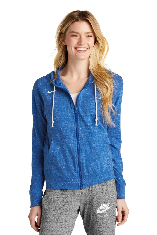 Nike Womens Gym Vintage Full Zip Hooded Sweatshirt Hoodie - Team Royal Blue Hoodie with Camouflage Military Edgy