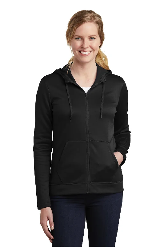 Nike Womens Therma-Fit Moisture Wicking Fleece Full Zip Hooded Sweatshirt Hoodie - Black Hoodie with Monochrome Minimalist Simple