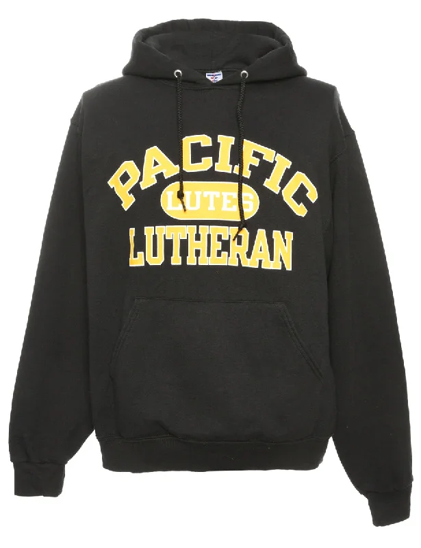 Pacific Lutheran Jerzees Printed Black & Yellow Sweatshirt - M Hoodie with Zipper Placket Modern Functional