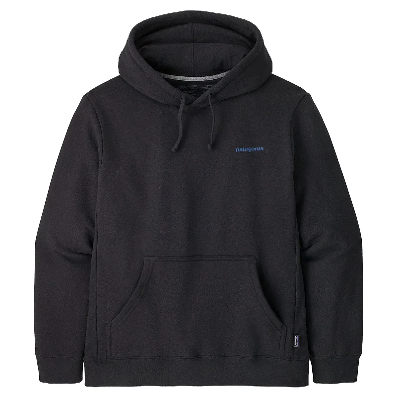 Patagonia Boardshort Logo Uprisal Hoody - Ink Black Hoodie with Drop Shoulder Relaxed Streetwear