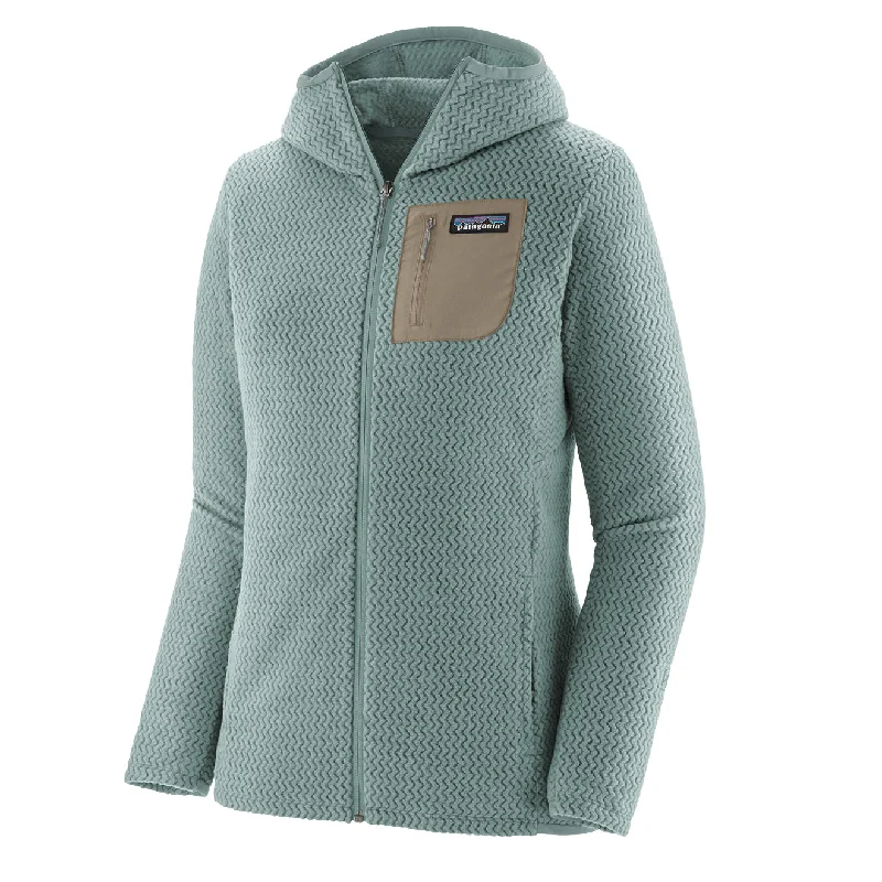 Patagonia Womens R1 Air Full-Zip Hoody Thermal Blue Hoodie with Bell Sleeves Flared Feminine