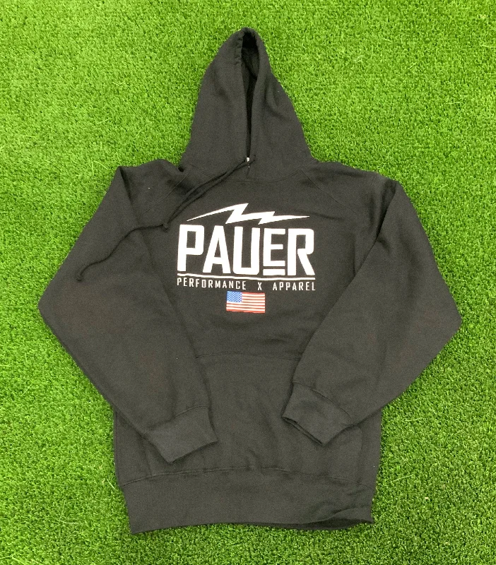 Pauer Performance Hoody Black Hoodie with High Neck Warm Protective