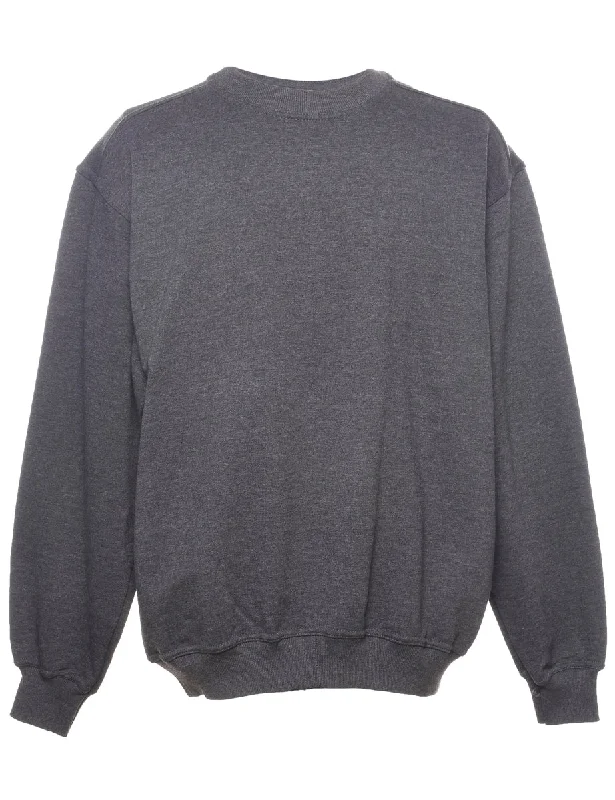 Russell Athletic Plain Grey Sweatshirt - L Hoodie with Batwing Sleeves Loose Dramatic