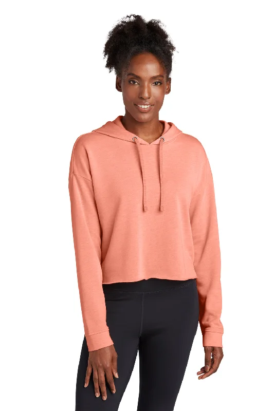 Sport-Tek Womens Moisture Wicking Fleece Crop Hooded Sweatshirt Hoodie - Heather Soft Coral Hoodie with Longline Fit Extended Stylish