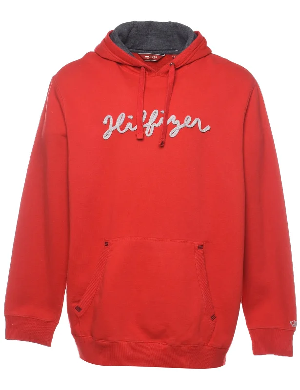 Tommy Hilfiger Red Hoodie - XL Hoodie with Pastel Soft Subtle