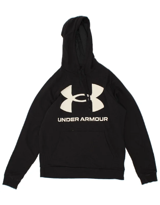 UNDER ARMOUR Mens Graphic Hoodie Jumper Medium Black Cotton Hoodie with Drawcord Adjustable Secure