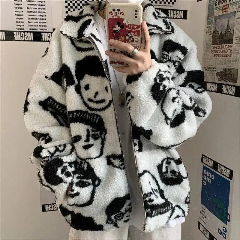 WAKUTA Winter Wool Coat Female Street Wear Chic Cute Funny Elegant Cape Blazer