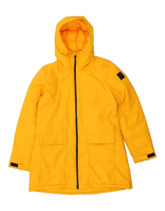 ADIDAS Womens Hooded Windbreaker Coat UK 16/18 Large Yellow Polyester Hooded Puffer Anorak