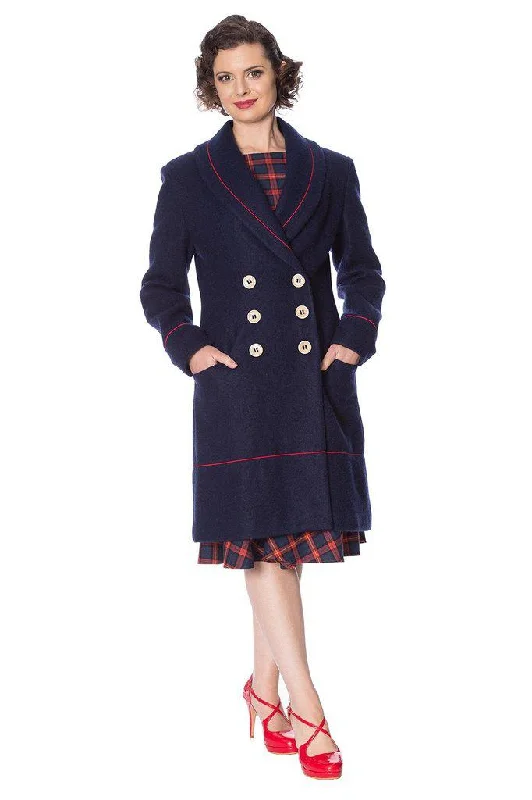 Blue Diva Coat Belted Wool Overcoat