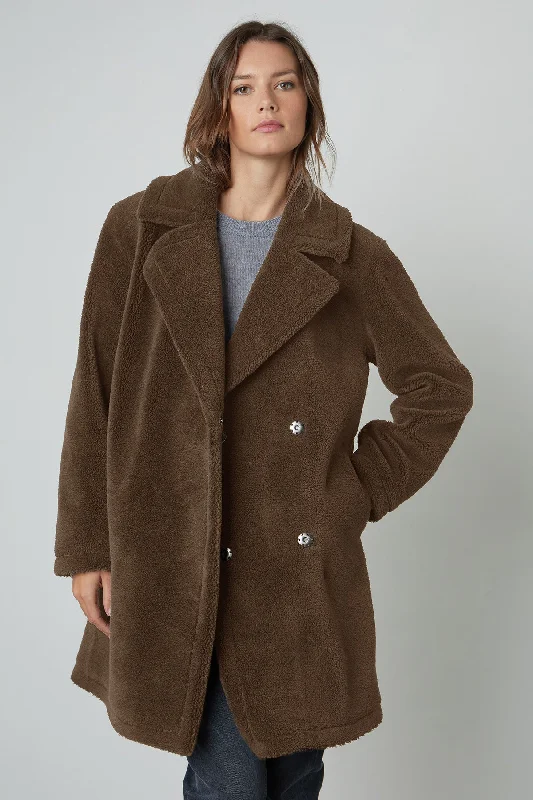 CHRISTINE FAUX SHERPA COAT Ultra-Light Down Coat