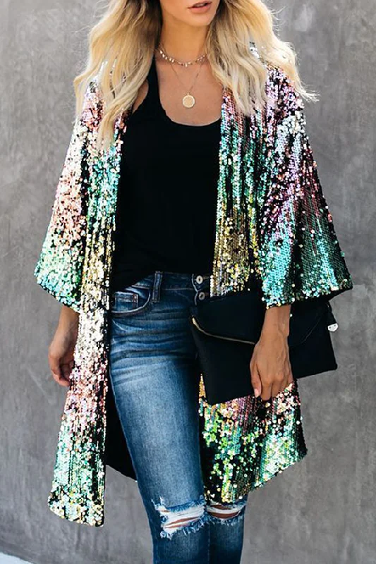 Patchwork Embroidered Sequins Outerwear Cropped Tweed Jacket