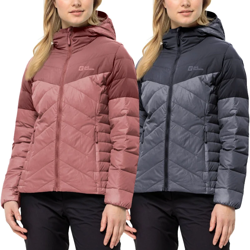 Jack Wolfskin Womens Tundra Down Water Repellent Coat Checkered Wool Shacket