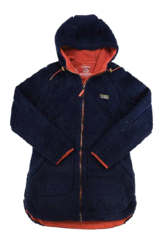 L.L.Bean Women's Mountain Pile Fleece Coat Button-Up Cardigan Coat