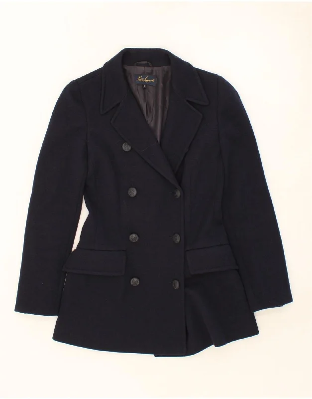 LUISA SPAGNOLI Womens Double Breasted Coat UK 10 Small Navy Blue Cropped Moto Jacket