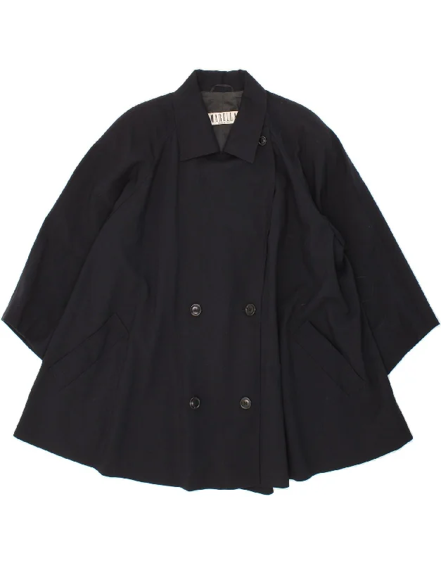 MARELLA Womens Oversized Double Breasted Coat UK 12 Medium Navy Blue Softshell Outdoor Jacket