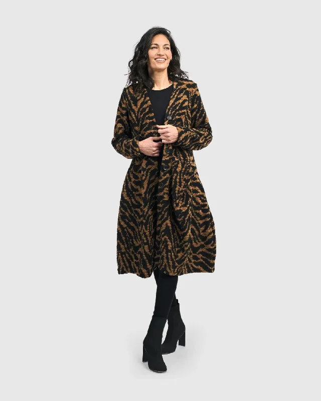 Penny Cocoon Coat, Tiger Embroidered Kimono Coat